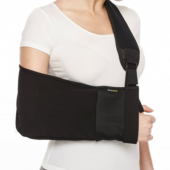 BraceUP Arm Sling for Shoulder Injury – Adjustable Support for Men and Women, One Size, Black