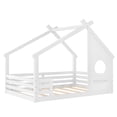 thumbnail image 5 of Jopath Full Size House Floor Bed with Window and a Small Shelf, Solid Wood Floor Bed with House-shaped Roof for Boys Girls White, 5 of 9