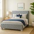 thumbnail image 6 of Reah Queen Size Bed, Light Teal Blue Chenille, Gray Panel Headboard, 6 of 7
