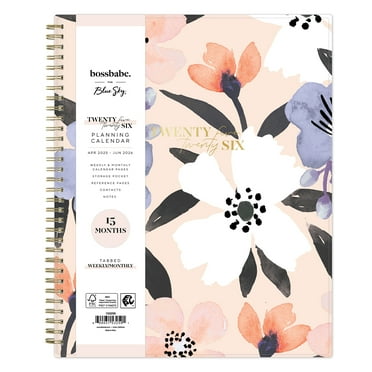 Bossbabe for Blue Sky Monthly Weekly Large (8.5" x 11") Blue White Floral 15-Month (April 2025 - June 2026)