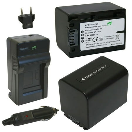Replacement for Sony HDR-CX350V Battery (2-Pack 2500mAh) and Charger