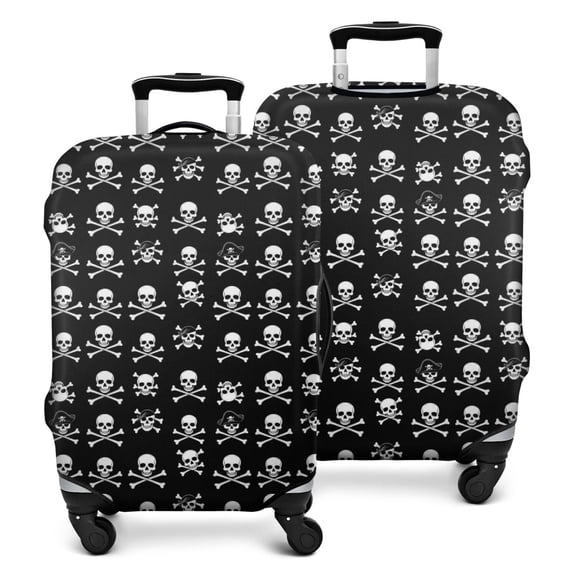 Black White Skull Cross Pattern Luggage Cover Fashion Suitcase Cover Baggage Covers Fit 25-28 Inch Luggage (Go Travel)
