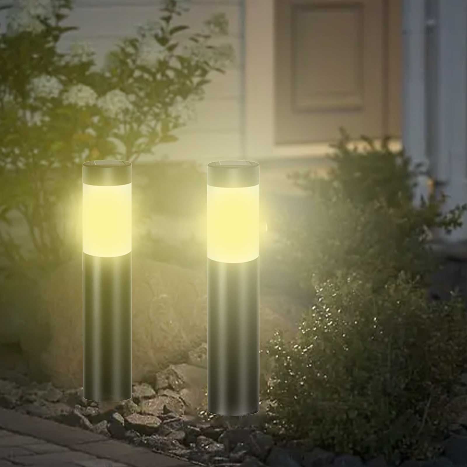 COM1950s Solar Pathway Lights Outdoor | Bright Solar Garden Lights | 15 Hrs Dusk To Dawn Solar Yard Lights for Lawn,Walkway,Driveway | Luxury Landscape Path Lights | Auto On/Off,Waterproof