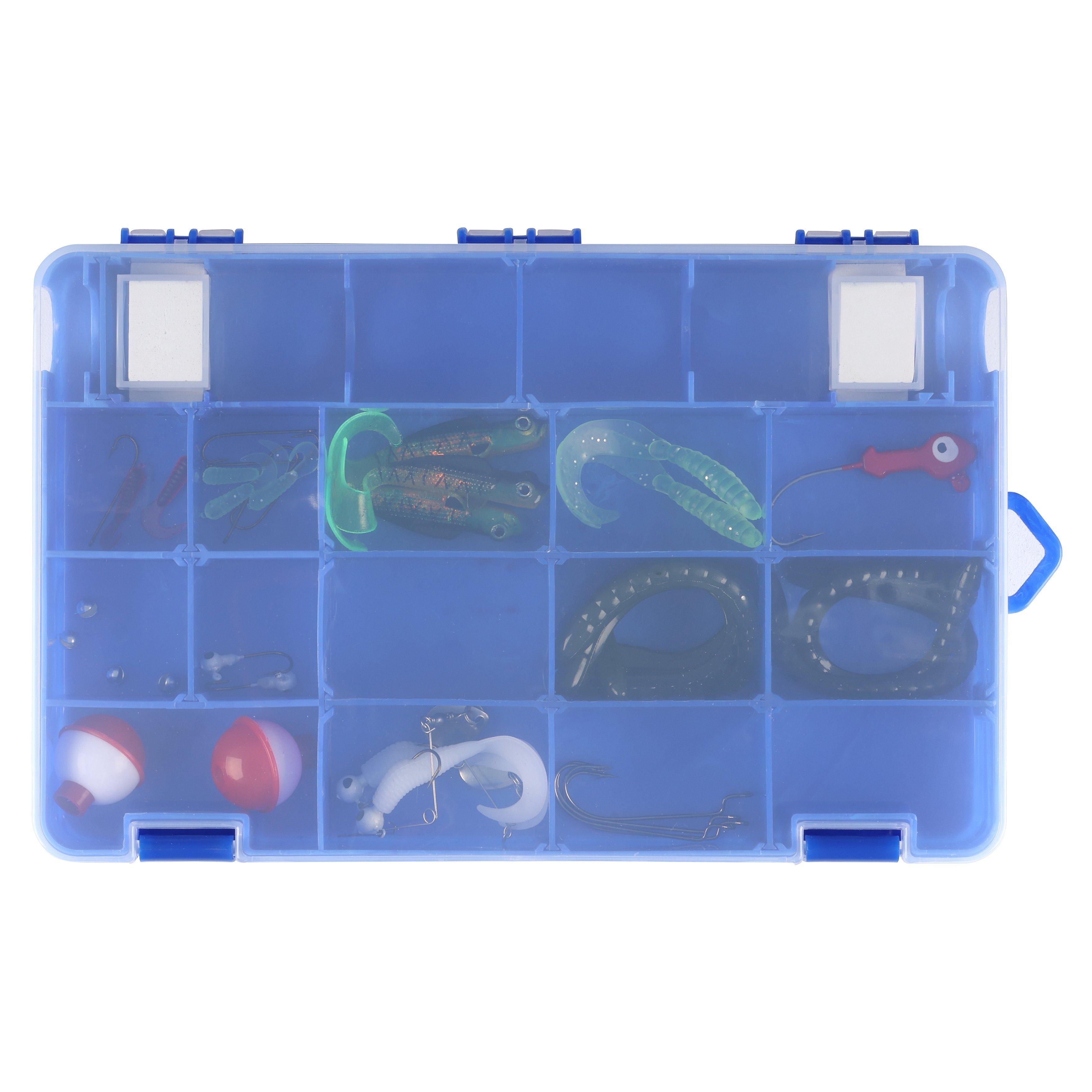 Shakespeare Tackle Box, 4-Pack, Adjustable Dividers, Blue Swirl