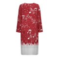 thumbnail image 4 of Yuyamidu Ladies Christmas Robes with Zipper Front Bathrobe Snowflake Long Sleeve Pajama House Coat Music Note Long Sleeves Crewneck Sleep Dress Size M, Red, 4 of 7