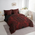 thumbnail image 3 of Homewish Retro Damask Jacquard 7 Pieces Bedding Comforter Set,Baroque Flower Floral Full Bedding Set,Red Black Gorhic Skull Fitted Sheet Flat Sheet,Super Cozy Room Decoration Reversible, 3 of 8