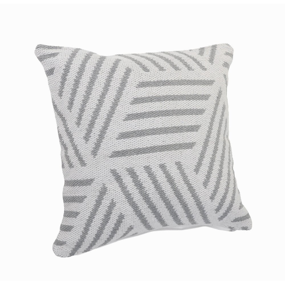 Ox Bay 20" x 20" Hand-Woven White/ Grey Geometric Organic Cotton Pillow Cover