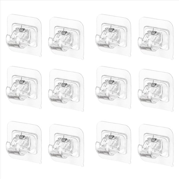 Juego de Soportes para Barra de Cortina Sin Taladro, Soportes para Barra de Cortina Adhesivos Ajustables de 12 Piezas