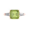 thumbnail image 2 of 3ct asscher cut green natural peridot 18k rose gold 3 stone Bridal Wedding Engagement Promise Anniversary Ring for Women size 5, 2 of 7