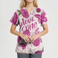 thumbnail image 2 of NAMTYQX Breast Cancer Scrub Top Casual V Neck Breast Cancer Shirts for Women Beige Size 2XL, 2 of 4