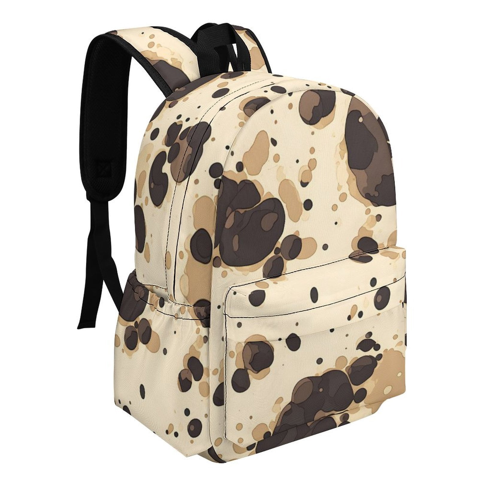 Large Capacity Half Print Backpack 11.8×16.5×5.9in Multifunctional Zipper Design Convenient Switch Milk Cow Print Style Sienna_1