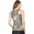thumbnail image 5 of MODA NOVA Junior's Metallic Shiny Tank Top Party Club A-Line Shimmer Camisole Silver S, 5 of 6