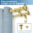 thumbnail image 3 of 5/8" Telescoping Double Curtain Rods with Trumpet Finials, 5/8" Front & 1/2" Back, Adjustable 28-48"/48-84"/84-120", Bronze Gold / Gold / Weathered White / Pewter, 3 of 12