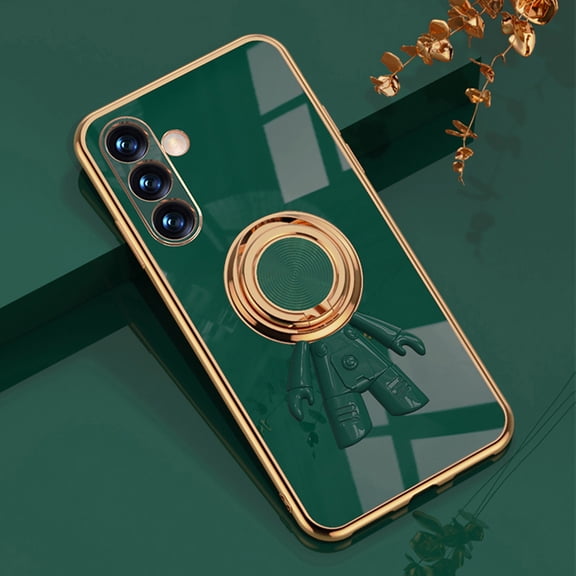 Allytechgroup Galaxy A14 5G Case with Stand, Cute Spacemen Design Plating Back Cover Slim Fit Bumper Shockproof Protective Phone Case for Samsung Galaxy A14 5G, Darkgreen