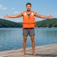 thumbnail image 4 of Square Emergency Rescue Life Jacket, Buoyancy Vest for Disaster Relief and Reservoir Fishing, High Visibility Safety Gear for Swimming(Saffron, M), 4 of 6