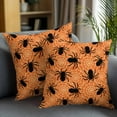 thumbnail image 2 of Throw Pillow Covers 16x16 Inch Set of 2 Cobweb Halloween Decorative Pillow Covers Orange Black Cushion Cover Pillowcase for Sofa Couch Bed Home Decor, 2 of 9
