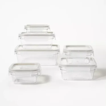 12pc (set of 6) Tritan Plastic Food Storage Container Set with Lids Clear : Stackable, Microwave-Safe