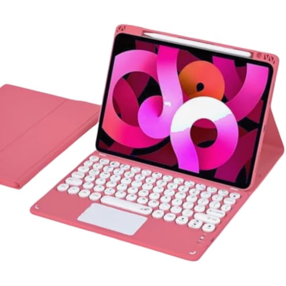 Candy Color Detachable Trackpad Keyboard Cover with Pen Slot for iPad 7/8/9 Gen, Air 3, Pro 10.5 Inch,New Pink