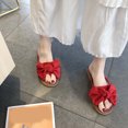 thumbnail image 2 of Anuirheih Slip on Sandals Women,Women's Summer Casual Fashion Suede Bowknot Flip-flops Flat Beach Slippers(Red), 2 of 3