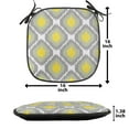 thumbnail image 5 of Ikat Chair Seating Cushion Set of 4, Repeating Ikat Shapes Tied into Bundles Old Form of Textile Historical Tribal, Seat Pads with Anti-slip Backing, 16"x16", Grey White Yellow, by Ambesonne, 5 of 7