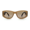thumbnail image 4 of Womens Squared Rectangle Frost Matte Thick Temple Plastic Mod Sunglasses Beige - Brown, 4 of 8