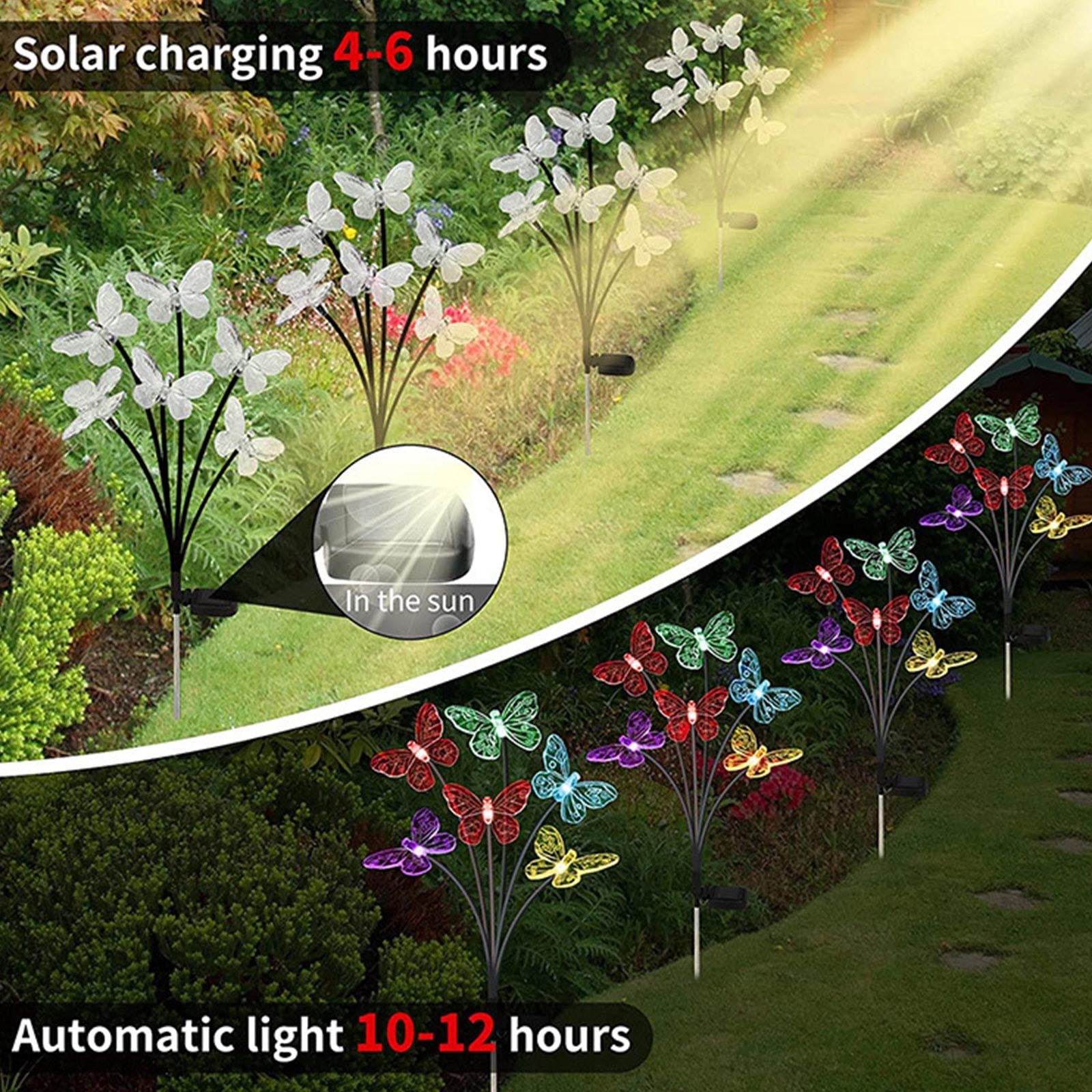 Qocolhg Solar Lights Outdoor Waterproof, Outdoor Solar Lights Butterflies Shaped Solar Garden Lights Waterproofing Outdoor Decoration Garden Lawns Solar Lights