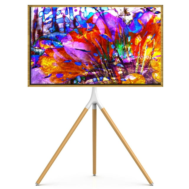 UPGRAVITY Support Télé pour Chevalet avec Base Trépied pour Écrans Plats LED LCD OLED de 45 Pouces à 65 Pouces jusqu'à 77 Lb, Support Télé Trépied Pivotant et Réglable en Hauteur pour Coin, Support Télé Portable avec 2 Courroies pour Câbles, Blanc