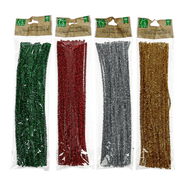 Crafter's Square Christmas Tinsel Stems, 45-ct. Packs; Mix of 4 Colors: Red, Gold, Silver, and Green