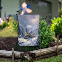 28x40 inch Double-Sided Garden Flags Banners Vibrant Outdoor Decor for House Patio Outdoor Vintage-style Christmas Train