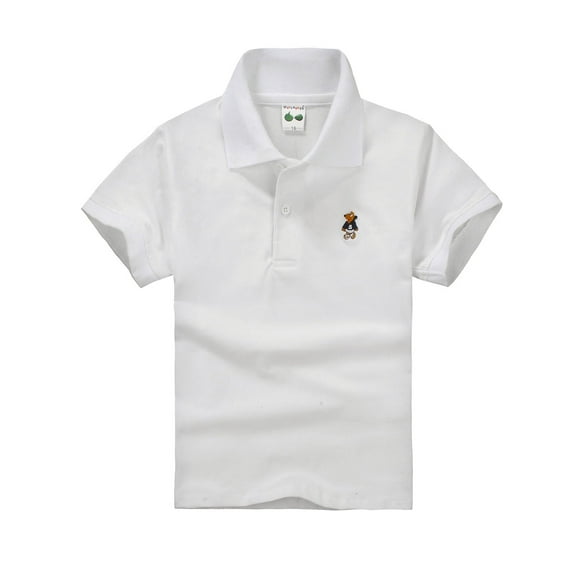 ENFLASH Girls Boys' Moisture Wicking Performance Sport Polo Short Sleeve Knit Uniform Shirt