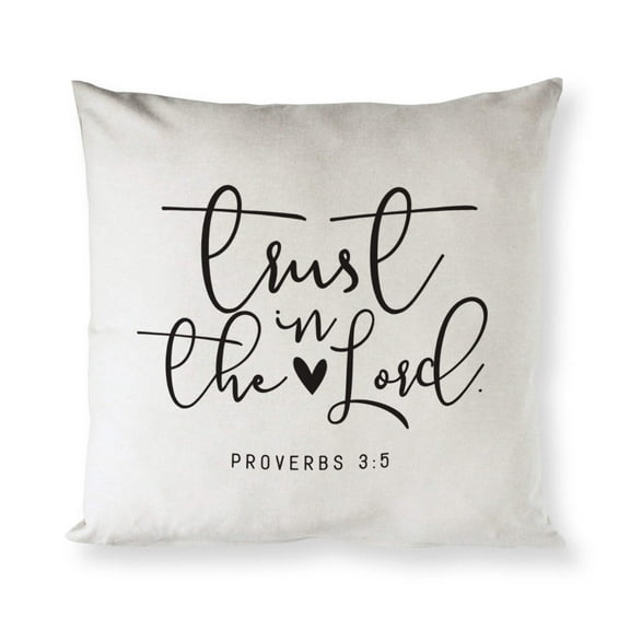 The Cotton & Canvas Co. Trust in the Lord - Proverbs 3:5 Reliigous, Bible Verse Home Decor Pillow Cover, Pillowcase, Cushion Cover and Decorative Throw Pillow Case (Natural Color, Not White)