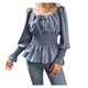thumbnail image 1 of Tops para mujer Camisas Blusas Elegantes Camisas casuales de manga larga Otoño Moda Cintura-cuello Mangas acampanadas con volantes Odeerbi ODB-5, 1 of 6