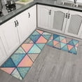 thumbnail image 2 of Pink and Blue Triangular Floral Boho Pattern Kitchen Rugs Sets Of 2,Anti Fatigue Kitchen Mat Rugs Non Slip Washable,Decorative Kitchen Floor Mats for Kitchen,Sink,Laundry,17"x30"+17"x47", 2 of 7