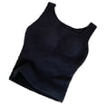 thumbnail image 1 of Chaleco térmico mullido de la felpa de las camisetas sin mangas de la cosecha de la ropa de descanso de las mujeres del invierno con el cojín del sujetador, 1 of 6