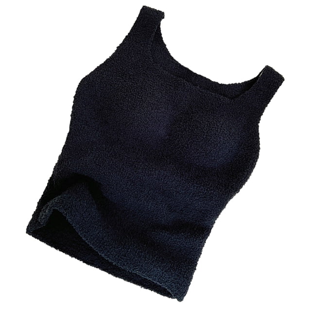 Chaleco térmico mullido de la felpa de las camisetas sin mangas de la cosecha de la ropa de descanso de las mujeres del invierno con el cojín del sujetador