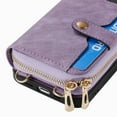 thumbnail image 5 of Wallet Case for iPhone XR, Adjustable Detachable Crossbody Zipper Purse Case with Card Holder & Kickstand, PU Leather Flip Folio Case for iPhone XR, Purple, 5 of 10