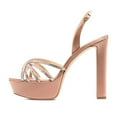 thumbnail image 2 of XYD Women Classic Round Open Toe Platform Sandal Rhinestone Cross Strap Chunky High Heel Party Slingback Shoes Size 6 Pink, 2 of 4