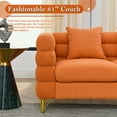 thumbnail image 5 of Atumon 81"L 3-Seat Cloud Sofa Couch, Mid-Century Upholstered Sofa Furniture with 4 Metal Legs and 3 Pillows, Modern Teddy Sofa for Living Room, Bedroom & Apartment, 81"L x 32"W x 28"H, Orange, 5 of 10