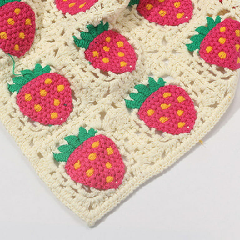 Y2k Red Heart Crochet Bandana Sweet Triangle Hair Scarf - Temu
