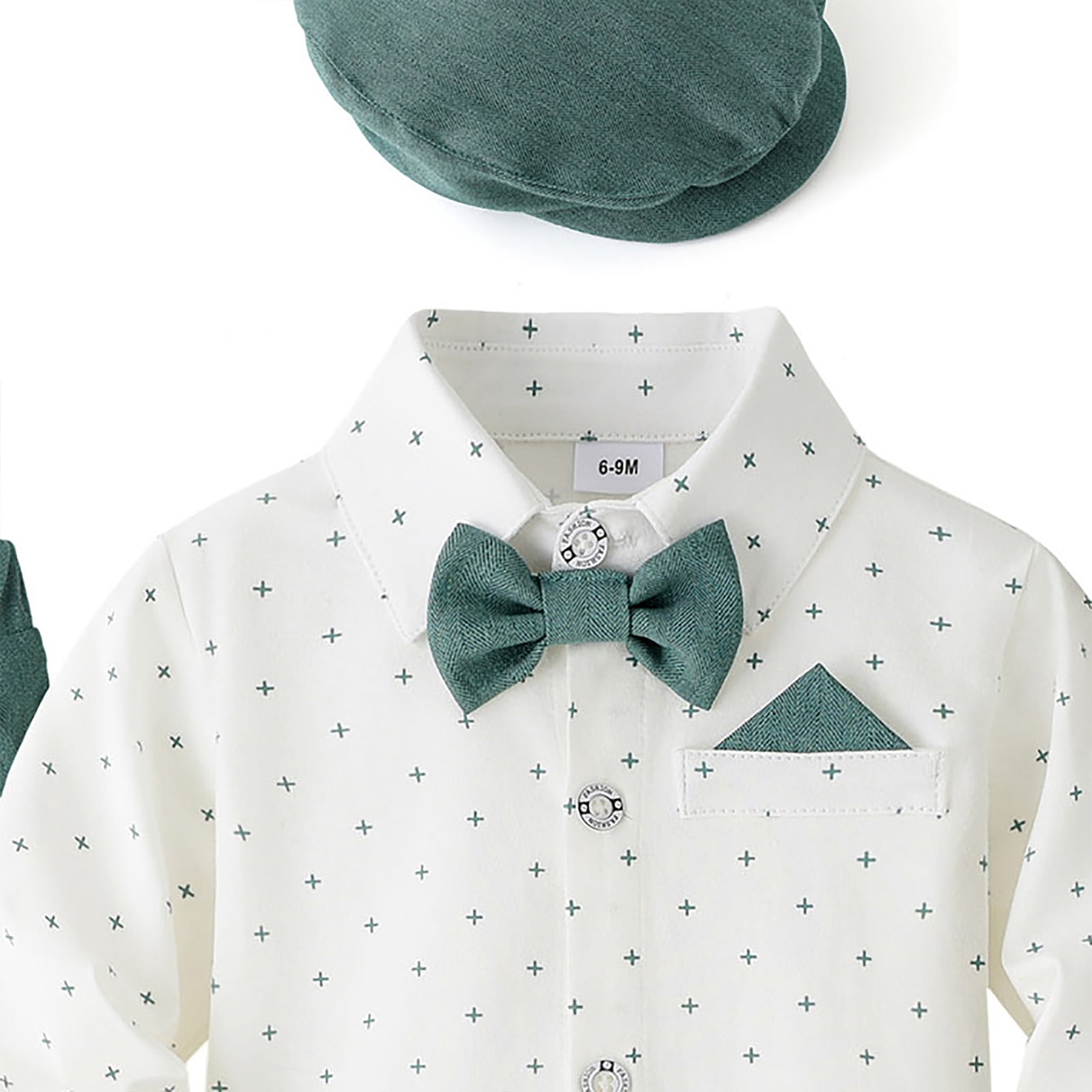 Ketyyh-chn99 Baby Boy Suit 12-18 Months Baby Boy Clothes Suit Toddler Outfits Formal Dress Waistcoat Pants Hat Bow Tie Set Size for 12-18 Months,Green