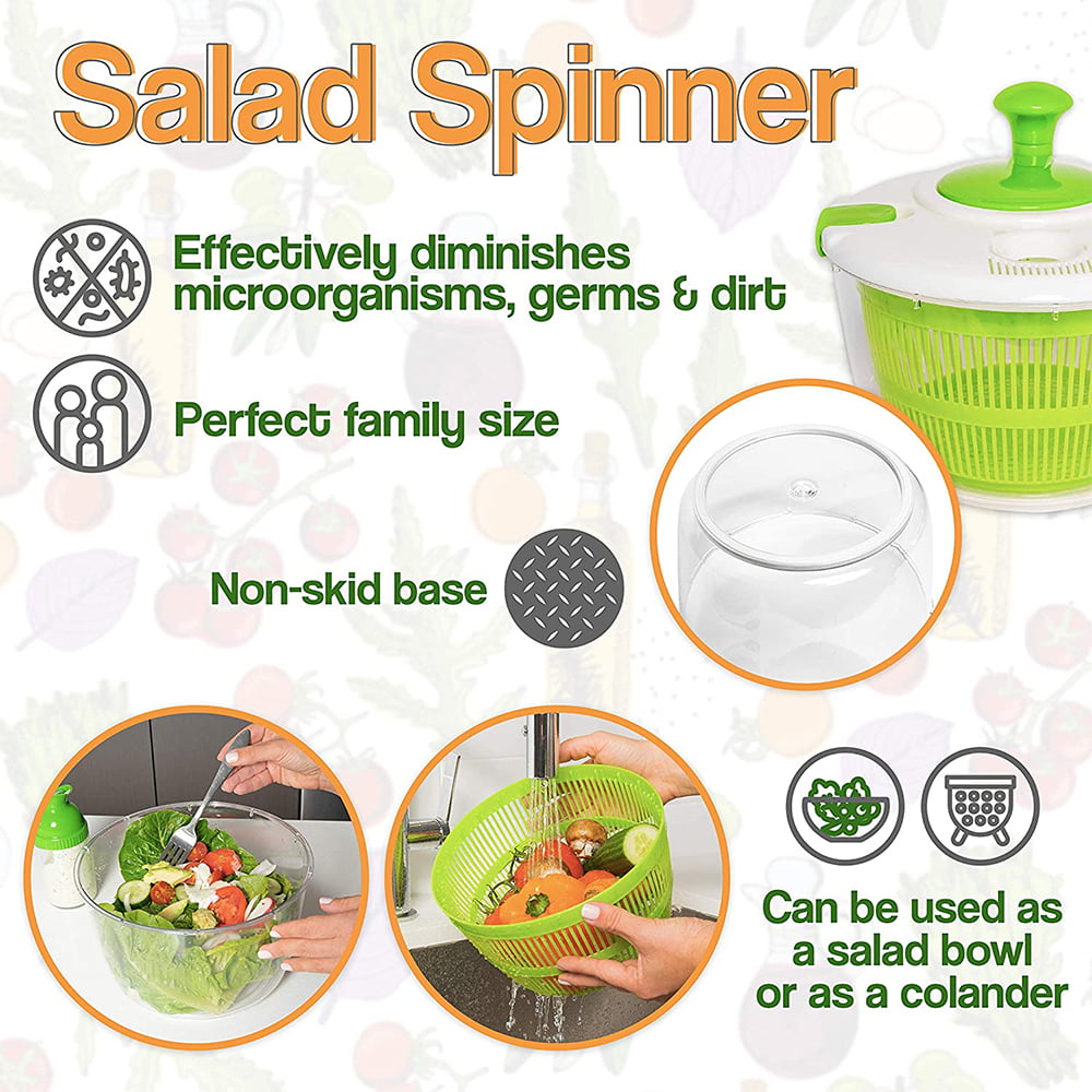 Seenda Salad Spinner with Colander and Bowl, 5L, Dishwasher Safe