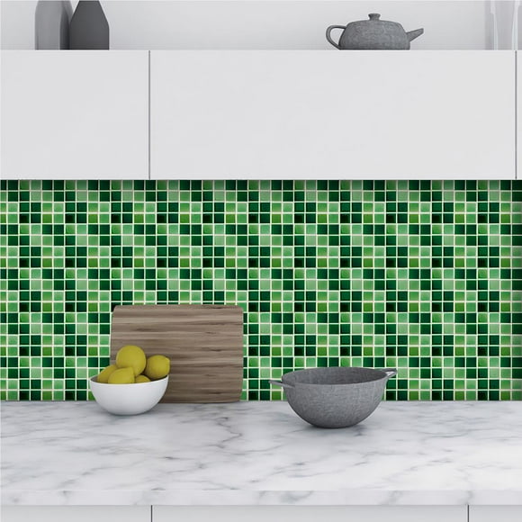 3D Retro Green Mosaic Tile Sticker Peel Home Practical Kitchen and Stick Backsplash Tile for Kitchen Home Boutique
