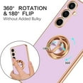 thumbnail image 5 of ELEHOLD for Samsung Galaxy S24 Ultra Slim Case Electroplating Frame Design All-inclusive Lens Protection Metal Ring Holder Stand Function Shockproof Lightweight Case for Galaxy S24 Ultra - Lightpurple, 5 of 9