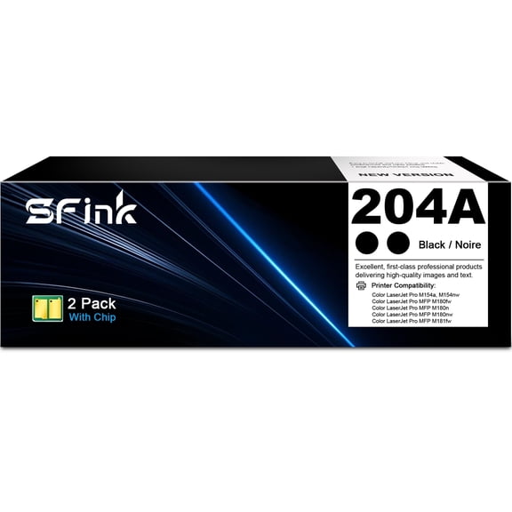 204A CF510A (2-Pack Black )Toner Cartridges Compatible for HP204A for LaserJet Pro MFP M154a M154nw M180n M180nw M181 M181fw Printer