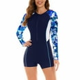 thumbnail image 2 of Qeaghou Womens Swimsuits One Piece Long Sleeve Rash Guard Knee High Bathing Suits Swimsuit Fashion Surfing Athletic Swimwear, 2 of 7