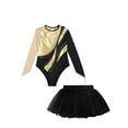 thumbnail image 5 of inlzdz Girls Sparkle Tutu Ballet Leotards for Gymnastics Dance Performance Costume Gold&Black 14, 5 of 7