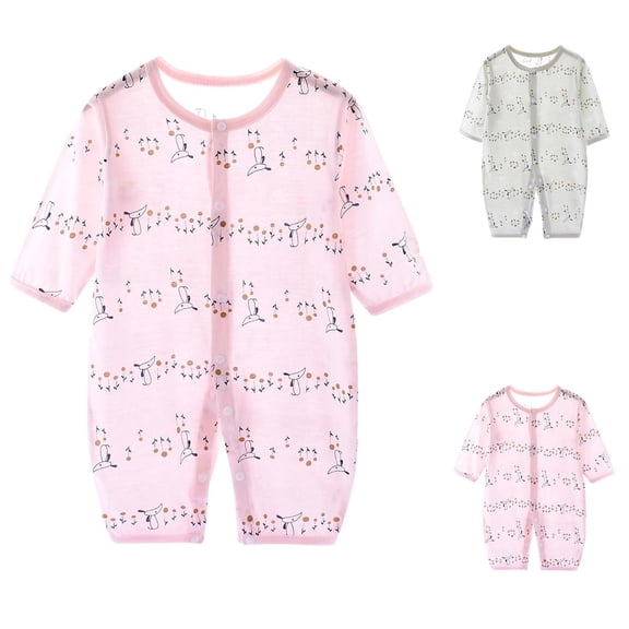 SROBPTY Newborn Boys Girls Rompers Long Sleeve Print Jumpsuit for 0-12M