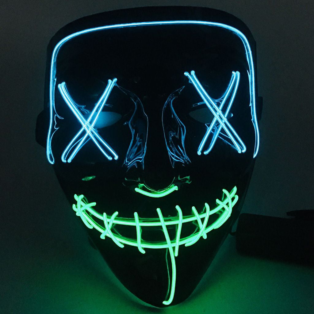 LUKAT LED Halloween Mask Scary Halloween Costume Mask with EL Wire Light up 3 Flashing-Modes and Soft Sponge for Halloween Cosplay