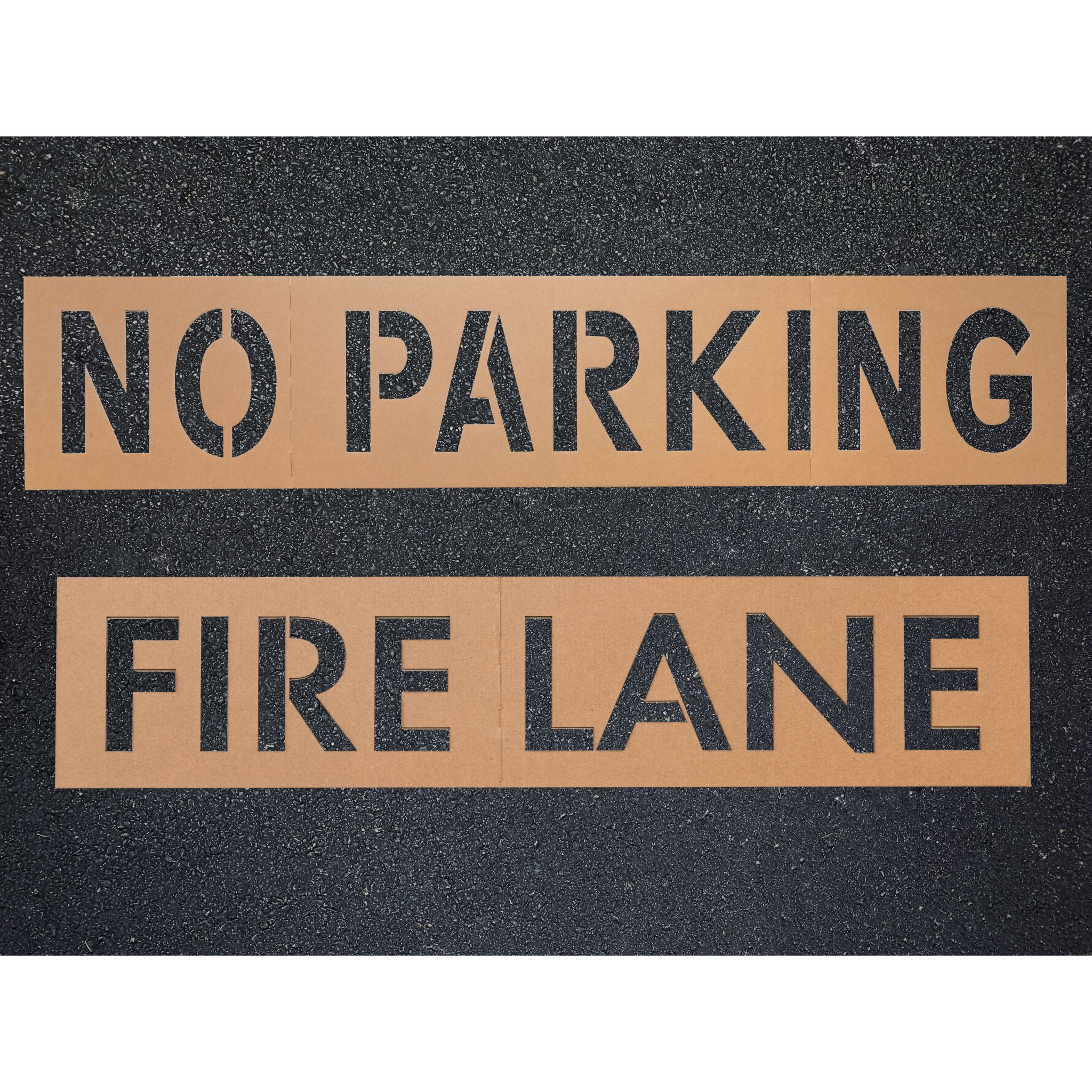 FIRE LINE NO PARKING TOW AWAY Curb blocks parking lot stencils 4" and 3" 