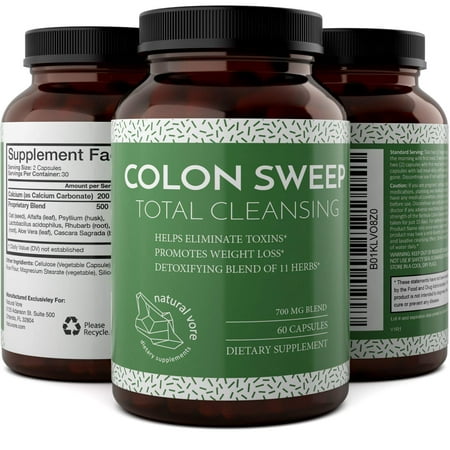 Natural Vore Colon Cleanse Supplement for Good Digestion Support Best Colon Detox Pills with Psyllium Husk, Alfalfa, and Lactobacillus Acidophilus Probiotics Healthy Weight Loss 60 (Best Colon Cleanse And Detox)